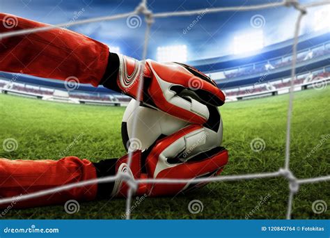 Soccer Goalkeeper Catches The Ball Stock Photo Image Of Defense Jump