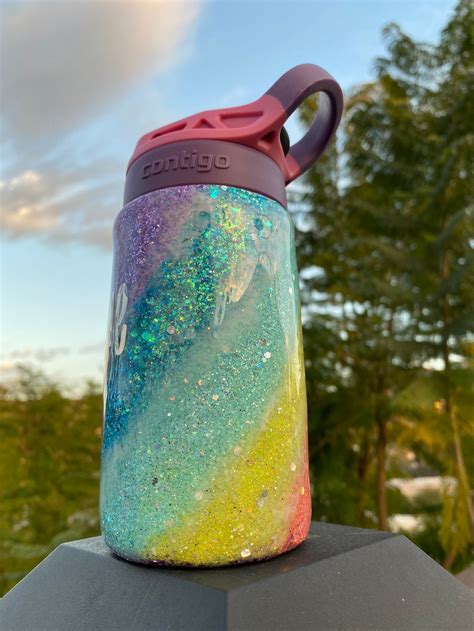 Rainbow Handmade Glitter Water Bottle Kids Sippy Cup Custom Etsy Uk