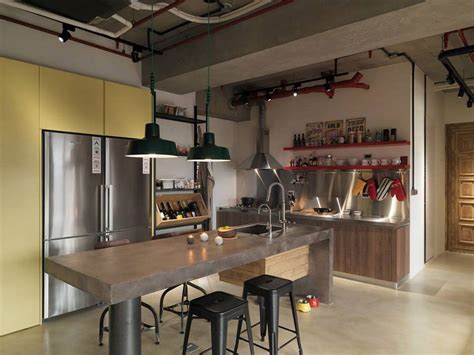 Industrial Loft Apartment With Red Accents In Taipei 4betterhome