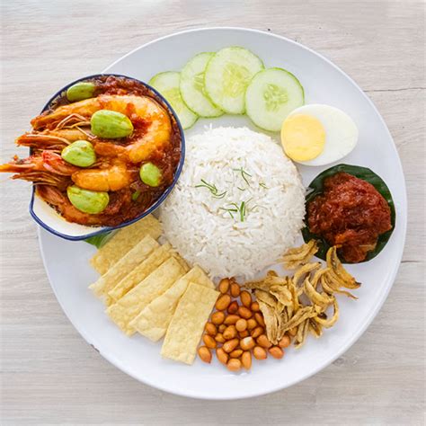 'nasi lemak', the national and traditional dish of malaysia is cooked in coconut milk with some pandan leaves for its fragrance. Nasi Lemak Basmathi Sambal Udang Petai - Ahh-Yum By ...