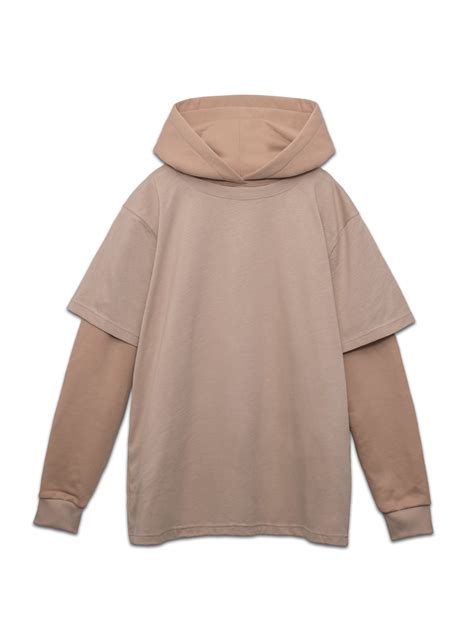 Layered Hoodie Beige Reputation Studios