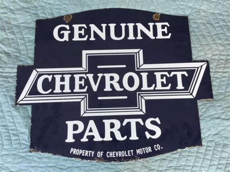 Genuine Chevrolet Parts Old 2 Sided Dealership Porcelain Sign