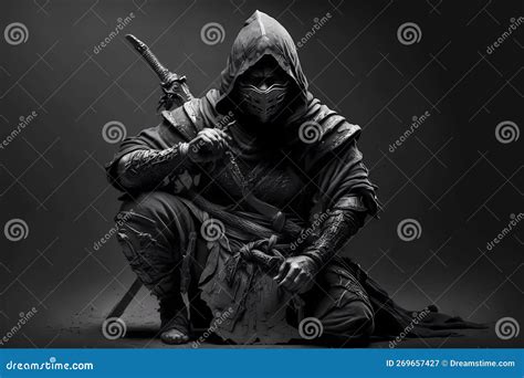 Ancient Traditional Chinese Assassin Ninja In Black Clothes Dark