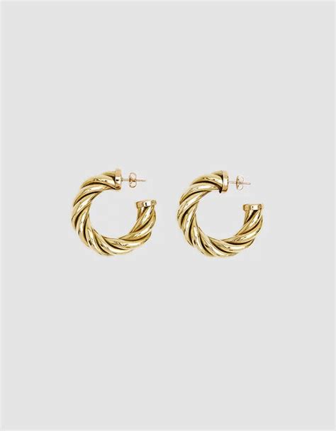 Laura Lombardi Spira Hoop Earrings In 2020 Ear Jacket Earring Gold