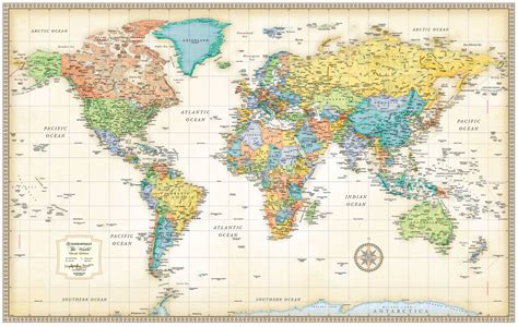 World Map Classic Paper Brown Oceans World Map Classic Edition Paper