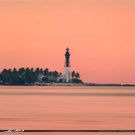 Hillsboro Lighthouse Pink Sky At Sunset Hdr Photography By Captain Kimo