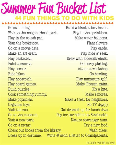 Summer Fun Bucket List Fun Things To Do With Kids Honey Were Home