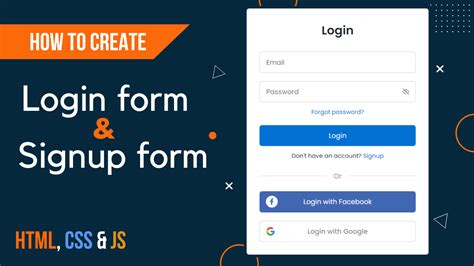 Login And Signup Form Using HTML CSS And JavaScript Responsive Form