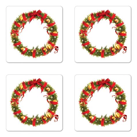 Christmas Alphabet Coaster Set Of 4 O Letter As Winter Symbol