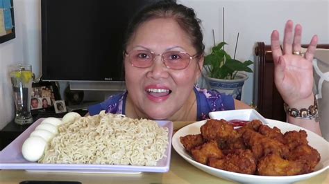 Spicy Hot Wings Lucky Me Pancit Canton Boiled Eggs Mukbang Eating Show Youtube