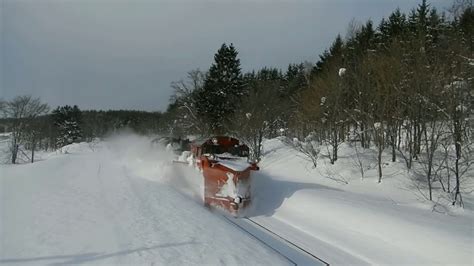 Awesome Powerful Snow Plow Train Blower Through Deep Snow Railway