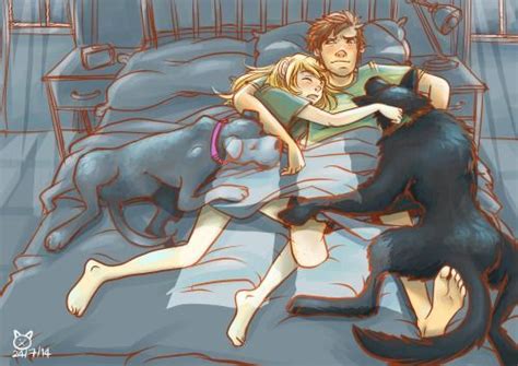 Hiccup And Astrid Sleeping With Their Dogs Toothless The