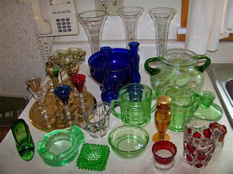 Lot Group Of Colored Glass Items