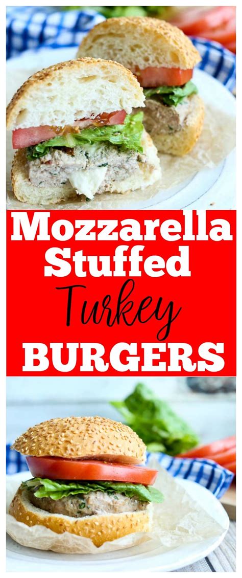 Mozzarella Stuffed Basil Turkey Burgers Happy Healthy Mama