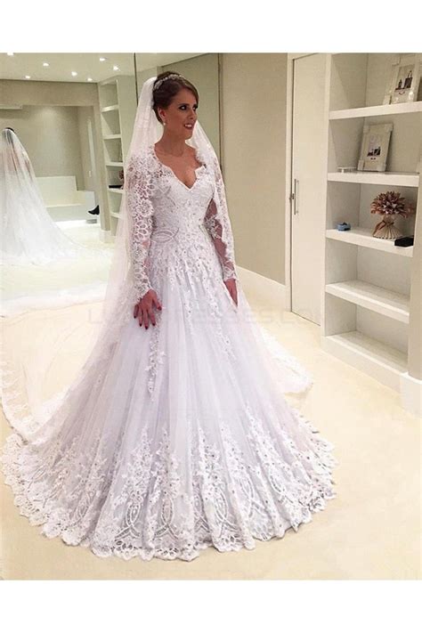 A Line Long Sleeves Lace Wedding Dresses Bridal Gowns 3030242 Long