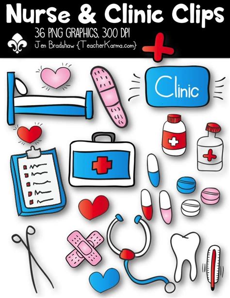 The Nurse Clipart Is Shown With Medical Supplies And Other Things To Be Used In This Project