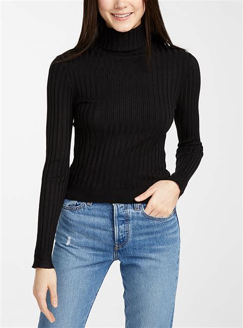 Solid Ribbed Turtleneck Twik Shop Womens Sweaters And Cardigans