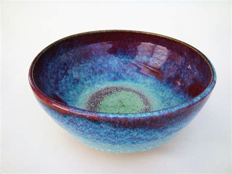 Kitchen And Dining Dining And Serving Handmade Ceramic Decorative Bowl Teal And Burnt Umber