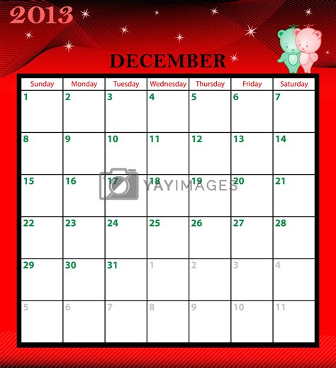 Calendar 2013 December By Toots Vectors And Illustrations Free Download