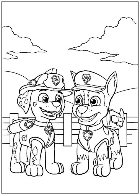 Paw Patrol For Kids Paw Patrol Coloring Page With Few Details For