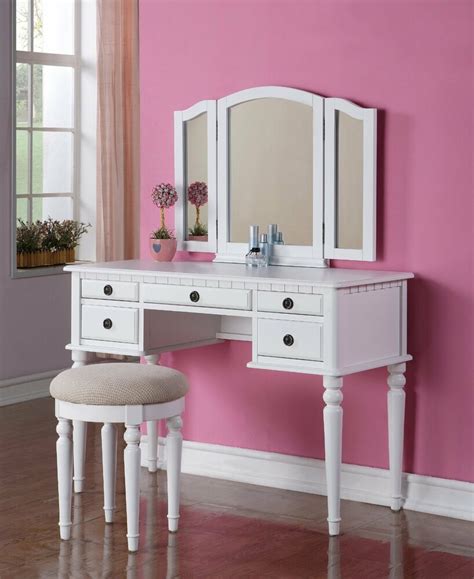 Buy top selling products like lumisource® canary vanity stool and lumisource® jasmine vanity stool. 3-PC Beautiful Elegant Vanity Chair Desk Mirror & Stool ...