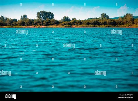 Deep Blue Lake Water Landscape Scene Stock Photo Alamy