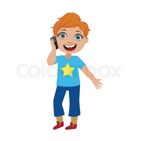 Boy Chatting On His Smartphone Part Stock Vector Colourbox