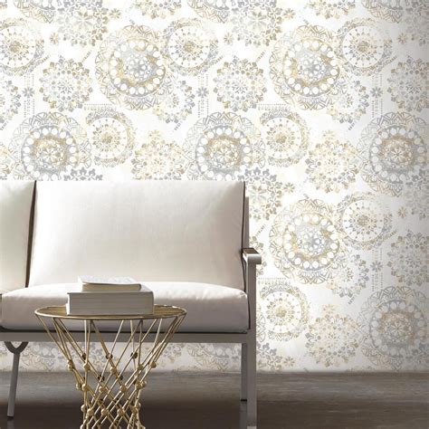 Bohemian Peel And Stick Wallpaper In Tan And Blue By Roommates For York