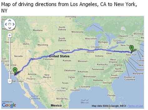The Driving Distance From Los Angeles California To New York New York