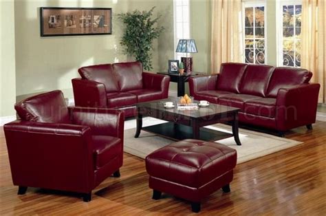 Red Bycast Leather Elegant Contemporary Living Room