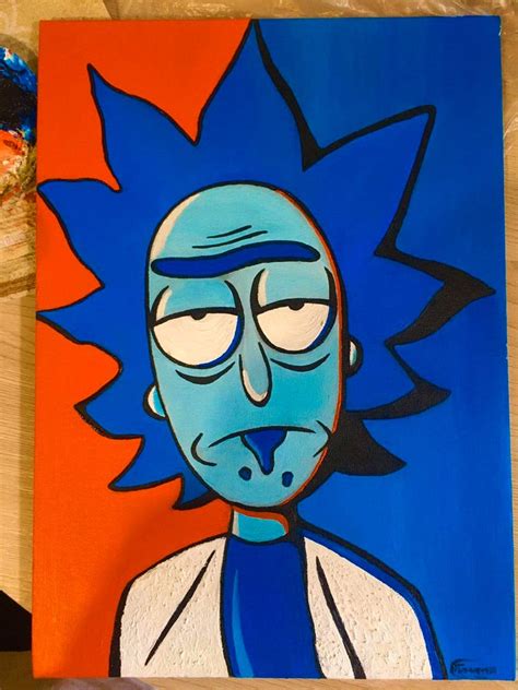 Rick And Morty Colorful Oil Painting Rick Sanchez Art Wall Etsy