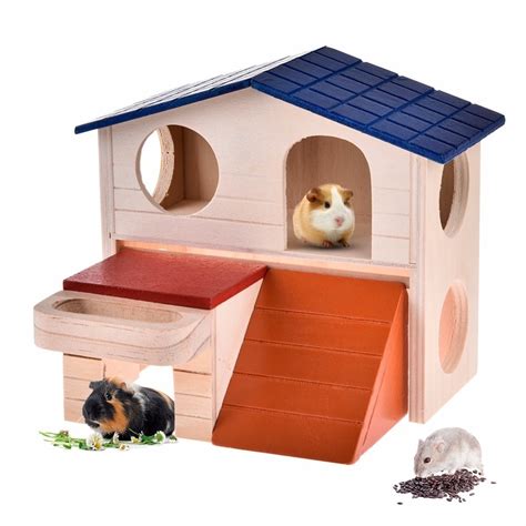 Buy Luxury Hamster Double Layer House Natural Wooden