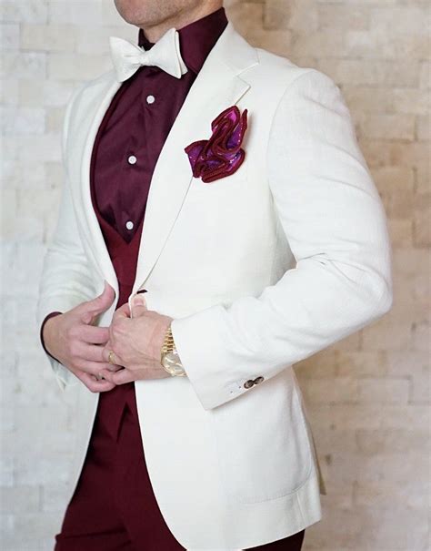 S By Sebastian Burgundy Dress Shirt White Tuxedo Wedding Prom Tuxedo