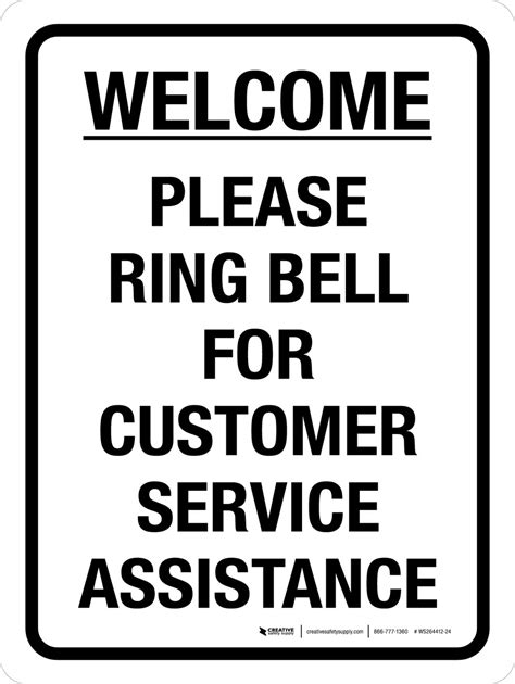 Welcome Please Ring Bell For Customer Service Assistance Portrait