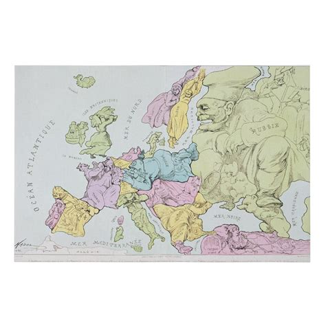 satirical map of europe 1871 faux canvas print size 36 x 24 gender unisex age group adult
