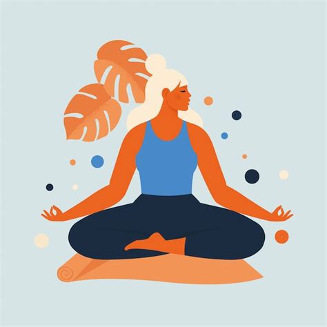 Premium Vector Woman Meditating In Nature And Leaves Concept