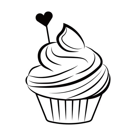 Cupcake Silhouette Line Art Object Advertising Clip Art Isolated On