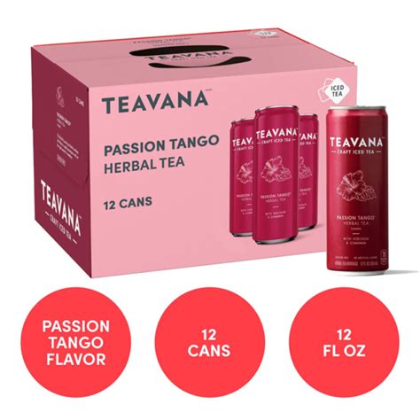 Teavana Craft Iced Tea Passion Tango Herbal Tea 12 Fl Oz Cans Pack
