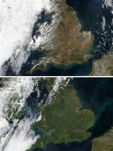 Uk Weather Latest Britains Scorched Earth Seen In Shock Satellite