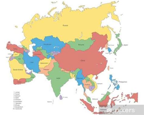 Fotobehang Azië politieke kaart - vector - PIXERS.NL