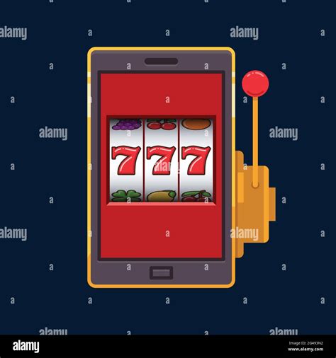 Red Jackpot Lucky Wins Slot Machine On Mobile Phone Vector Illustration