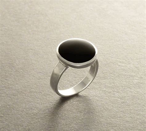 Black Onyx Round Ring Sterling Silver 925 Genuine Onyx Gemstone