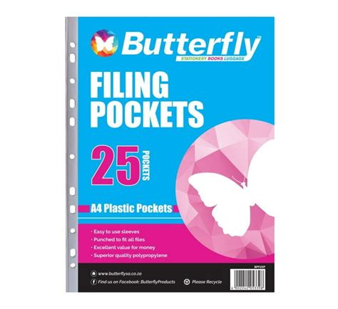 Butterfly A4 Filing Pocket 25 Pack Makro