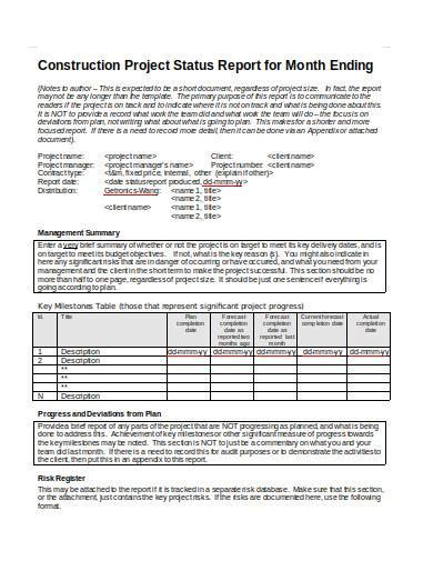 Free 12 Sample Construction Project Report Templates In Ms Word