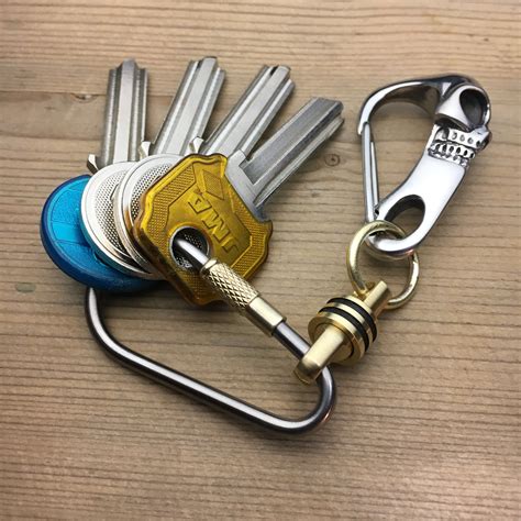 Skull Carabiner Keychain Stainless Steels With Brass Swivel Remove