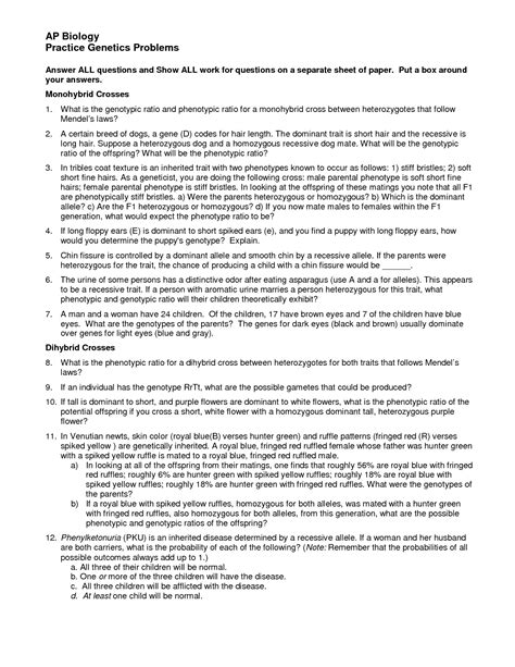 Chapter 10 dihybrid cross worksheet answer key pdf. 30 Monohybrid Crosses Practice Worksheet Answer Key - Worksheet Project List