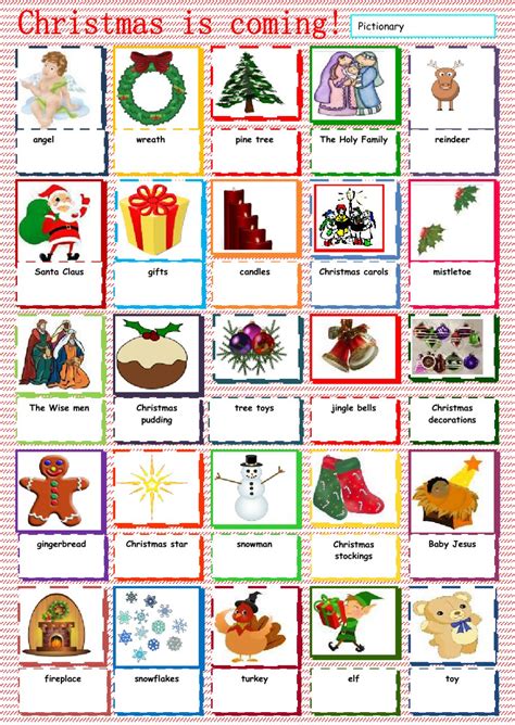 Huge pack of free printable christmas worksheets with super cute clipart! Christmas Vocabulary - Interactive worksheet
