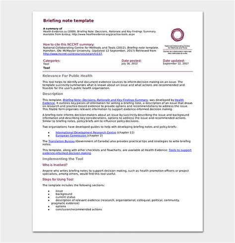 Briefing Note Template 8 Samples And Examples