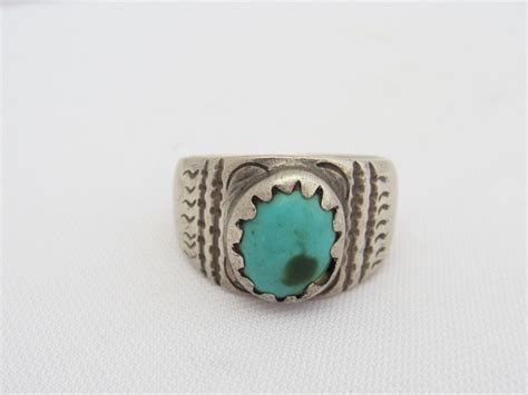 Vintage Southwestern Sterling Silver Turquoise Ring Size Etsy