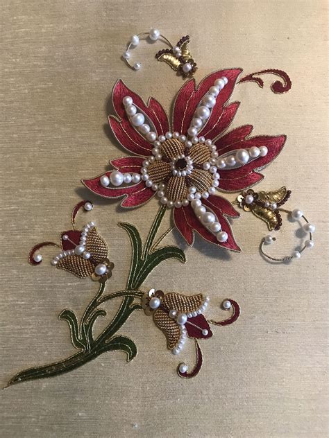 garnet flower by larissa borodich goldwork stumpwork silk shading pearls garnet … hand